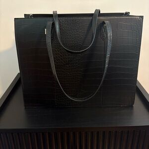 LARGE Work Tote in Croc Embossed Faux Leather by Beis